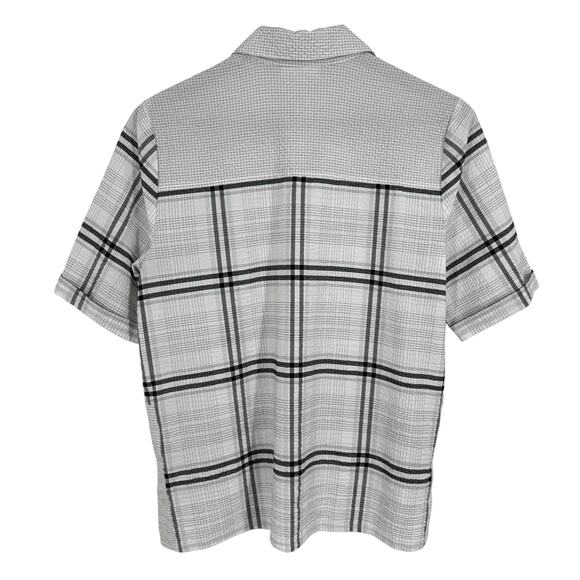 NEW NWOT Habitat Sz XS White Gray Wearable Art to Wear Blouse Shirt Top Artsy - Picture 7 of 7